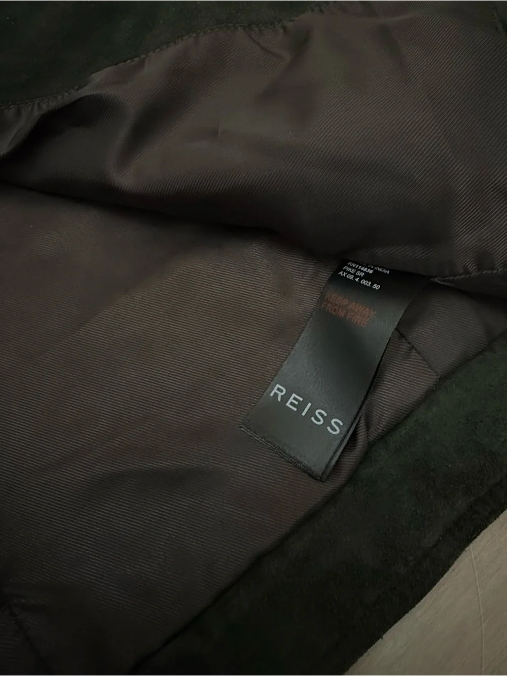 Reiss Forest Green Pike Suede Zip Through Jacket